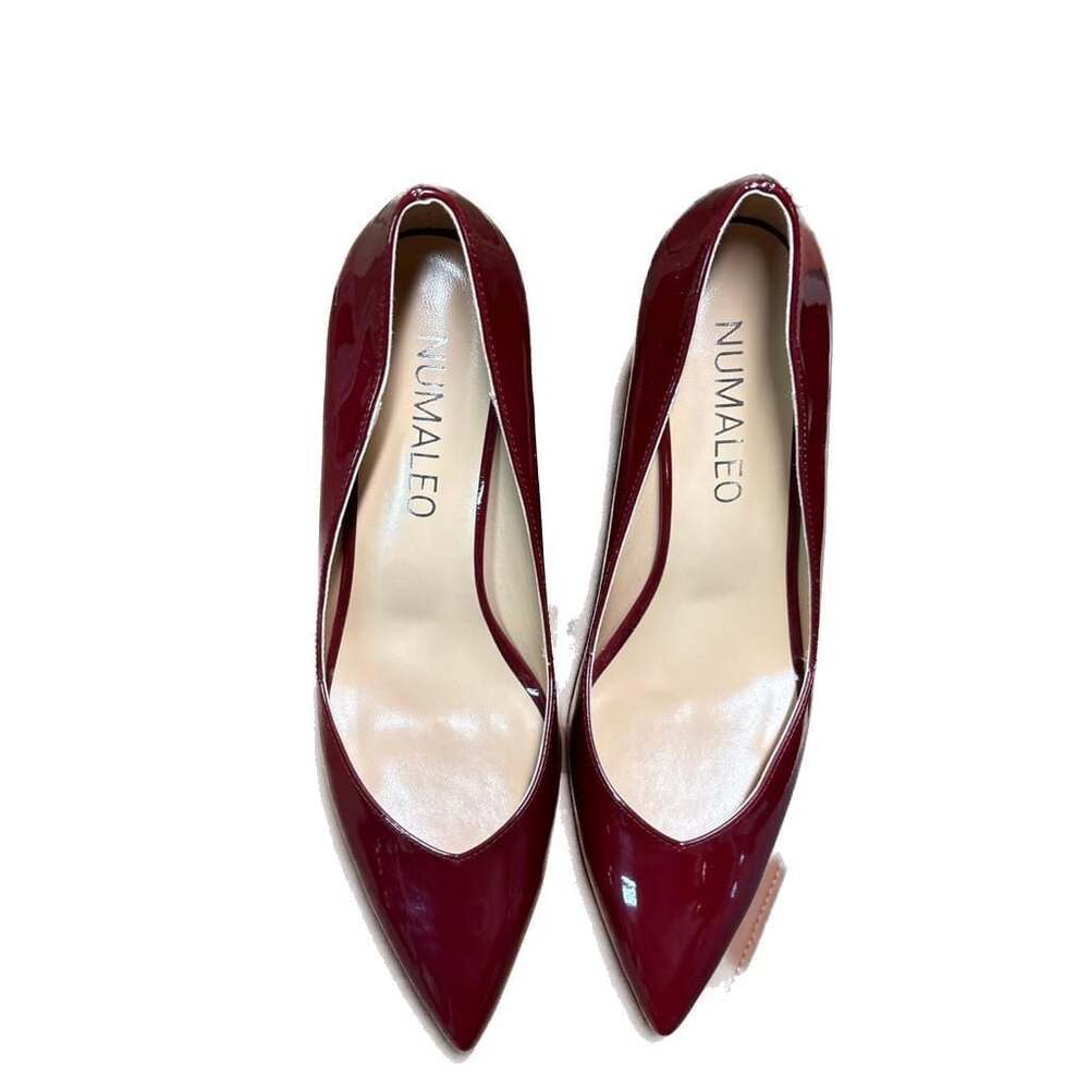 SOLD  Pointed Toe Burgundy Patent Leather Kitten Heel Pumps SOLD